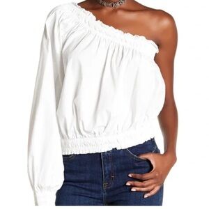 Free People White One-Shoulder Blouse
